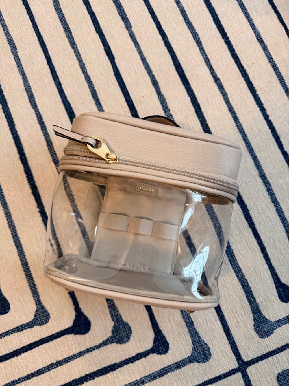 Calpak Clear Beige Top-Handle Cosmetic Case with Gold Hardware - Picture 9 of 9